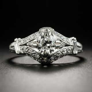 Art Deco .40 Carat Diamond Platinum Engagement Ring - 2