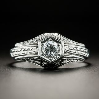 Art Deco .40 Carat Solitaire Diamond Engagement Ring - 3