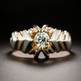 Art Deco .45 Carat Diamond Two-Tone Gold Ring  - 3