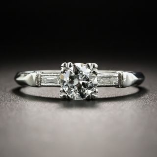 Art Deco .46 Carat Platinum Diamond Engagement Ring  - 1