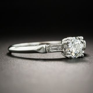 Art Deco .46 Carat Platinum Diamond Engagement Ring 