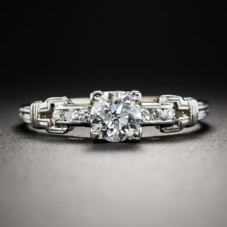 Art Deco .48 Carat Diamond Platinum Engagement Ring  - 1