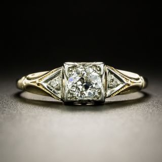 Art Deco .48 Carat Diamond Two-Tone Engagement Ring - 3