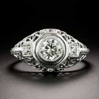 Art Deco .50 Carat Diamond Filigree Ring - 3