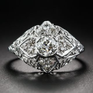 Art Deco. 50 Carat Diamond Filigree Ring - 1