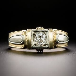Art Deco .50 Carat Diamond Two-Tone Solitaire Ring - 3