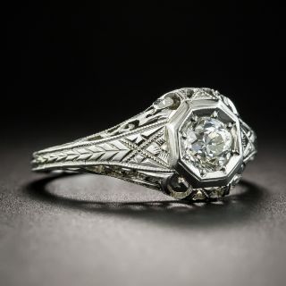Art Deco .50 Carat Diamond White Gold Solitaire Engagement Ring