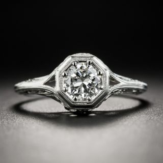 Art Deco .50 Carat Solitaire Platinum Diamond Ring - 2