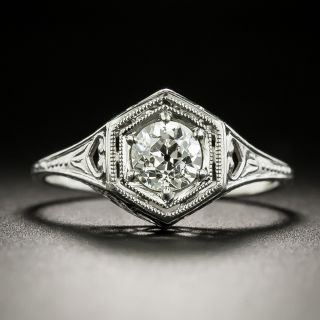 Art Deco .51 Carat Diamond Solitaire Engagement Ring - GIA K VS1 - 3