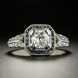Art Deco .53 Carat Diamond and Sapphire Engagement Ring - 2