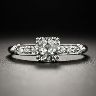 Art Deco .53 Carat Diamond Platinum Engagement Ring - 2