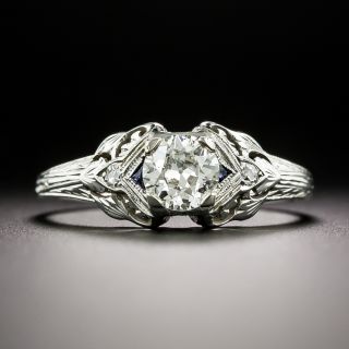 Art Deco .55 Carat Diamond and Sapphire* Engagement Ring  - 2