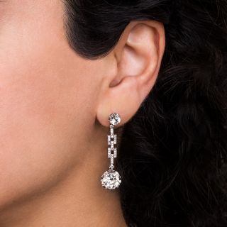 Art Deco 6.00 Carat Total Weight Diamond Drop Earrings 