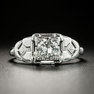 Art Deco .61 Carat Diamond Solitaire Engagement Ring - 2