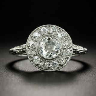 Art Deco .63 Carat Center Diamond Halo Ring - GIA I SI1 - 2