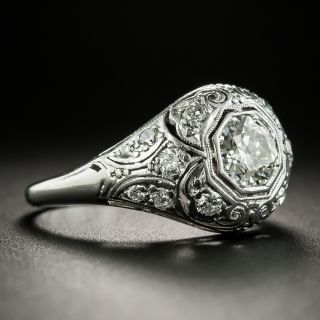 Art Deco .65 Carat Diamond Domed Platinum Engagement Ring