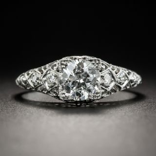 Art Deco .68 Carat Diamond Platinum Engagement Ring - 2