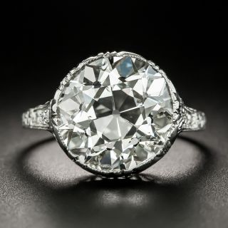 Art Deco 7.57 Carat European-Cut Diamond Engagement Ring - GIA J I1 - 2