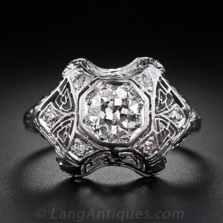Art Deco .70 Carat Diamond Engagement Ring - 1