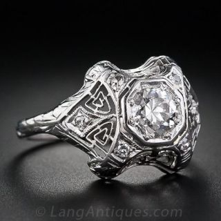 Art Deco .70 Carat Diamond Engagement Ring