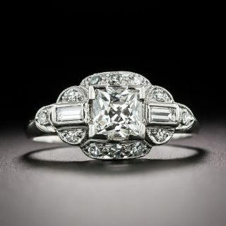 Art Deco .73 Carat French-Cut Diamond Engagement Ring - GIA H SI1 - 3