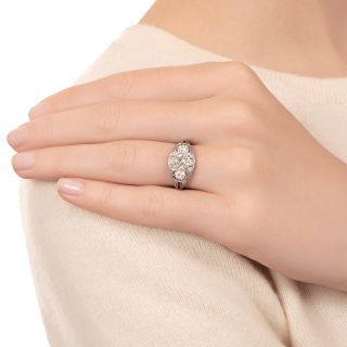 Art Deco .77 Carat Diamond  And Sapphire* Engagement Ring
