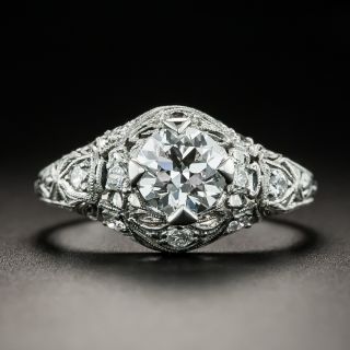 Art Deco .77 Carat Diamond Engagement Ring - 2