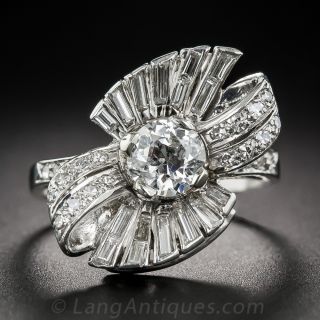 Art Deco .80 Carat Diamond Bow Motif Ring - 2