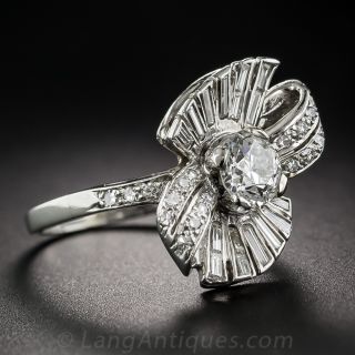 Art Deco .80 Carat Diamond Bow Motif Ring