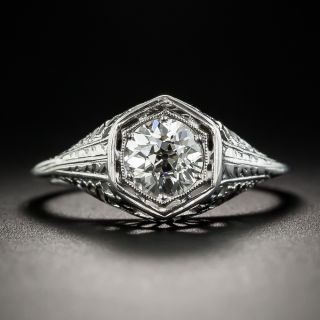 Art Deco .82 Carat Diamond Solitaire Engagement Ring