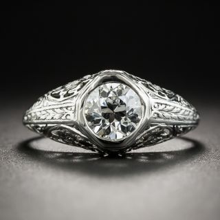 Art Deco .84 Carat Diamond Platinum Engagement Ring - GIA H VVS2 - 1