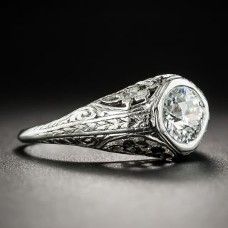 Art Deco .84 Carat Diamond Platinum Engagement Ring - GIA H VVS2