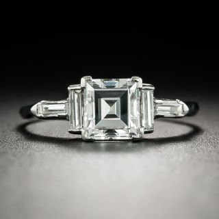 Art Deco .85 Carat Carré-Cut Diamond Engagement Ring - 7