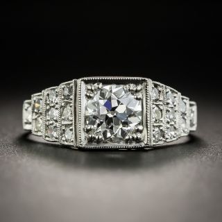 Art Deco .89 Carat Diamond Platinum Engagement Ring - GIA H SI2 - 1