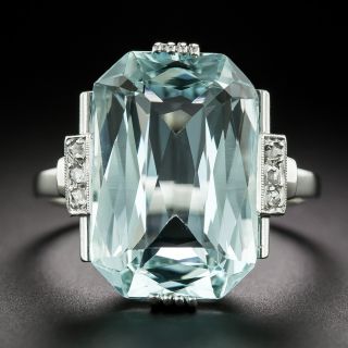Art Deco 9.30 Carat Aquamarine and Diamond Ring - 2