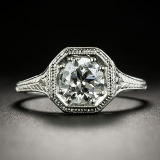 Art Deco .90 Carat Diamond Engagement Ring - 2
