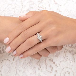 Art Deco .90 Carat Diamond Engagement Ring - GIA K VS1