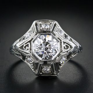 Art Deco .94 Carat Diamond Engagement Ring - GIA G SI1 - 5