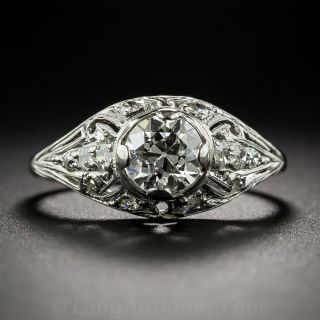 Art Deco .94 Carat Diamond Engagement Ring - 2