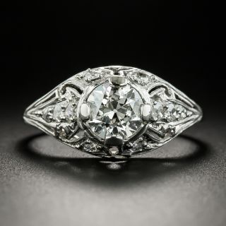 Art Deco .94 Carat Diamond Engagement Ring - 7