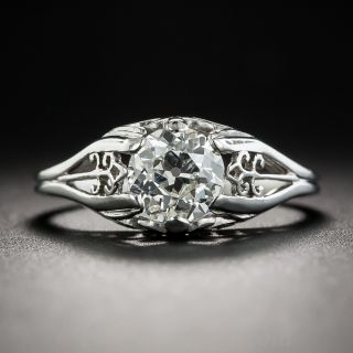 Art Deco .94 Carats Diamond Solitaire Engagement Ring - GIA J SI2 - 2