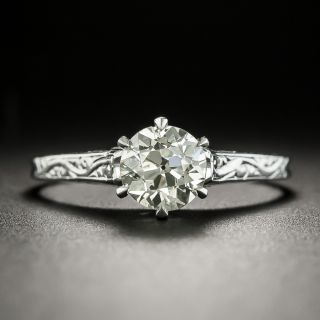 Art Deco .95 Carat Diamond Solitaire Ring - GIA N SI1 - 2