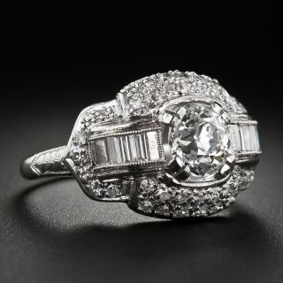Art Deco .96 Carat Diamond Engagement Ring - GIA H SI1