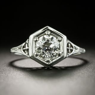 Art Deco .98 Carat Diamond Engagement Ring by Arch Crown - GIA - 2