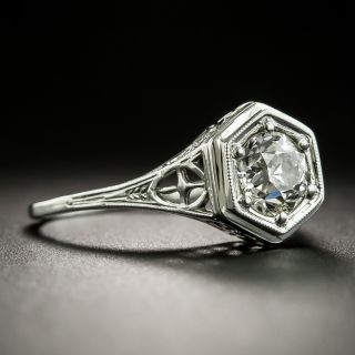 Art Deco .98 Carat Diamond Engagement Ring by Arch Crown - GIA