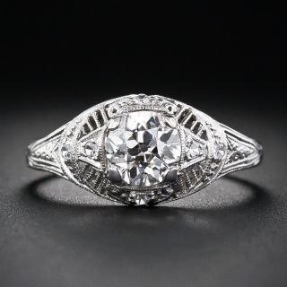 Art Deco .99 Carat Diamond Engagement Ring - GIA K SI1  - 6