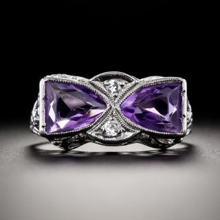 Art Deco Amethyst and Diamond Toi et Moi Ring by Allsopp Brothers - 3