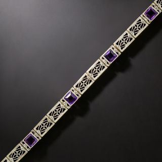 Art Deco Amethyst Filigree Bracelet - 2