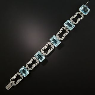 Art Deco Aquamarine and Diamond Bracelet - 3