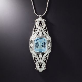 Art Deco Aquamarine and Diamond Pendant - 1